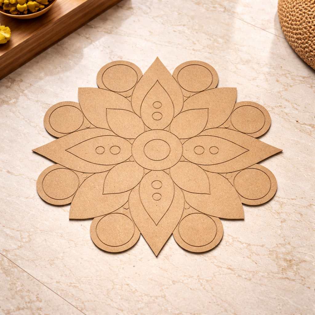 DIY MDF Lotus Rangoli Cutouts for Diwali & Pooja