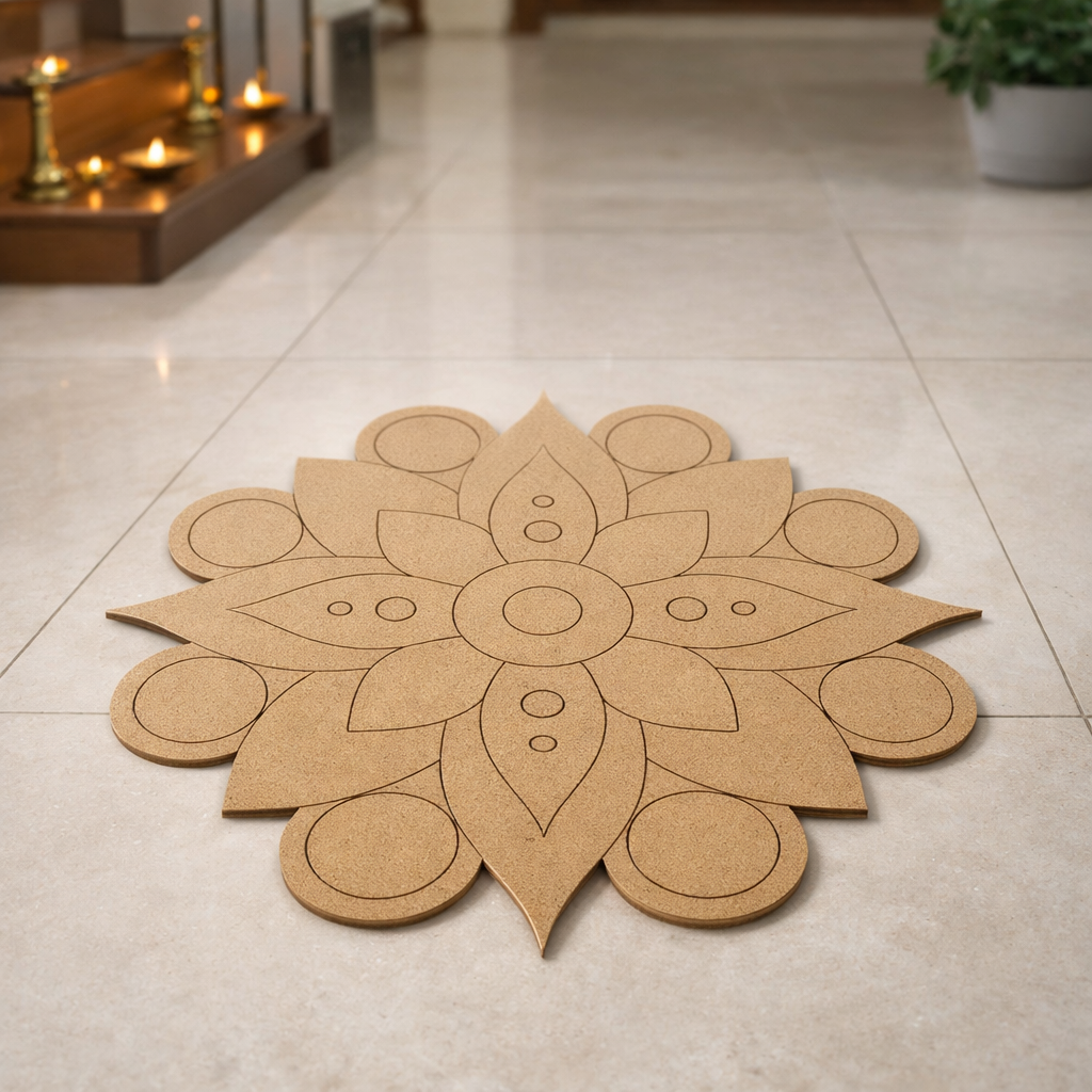 DIY MDF Lotus Rangoli Cutouts for Diwali & Pooja