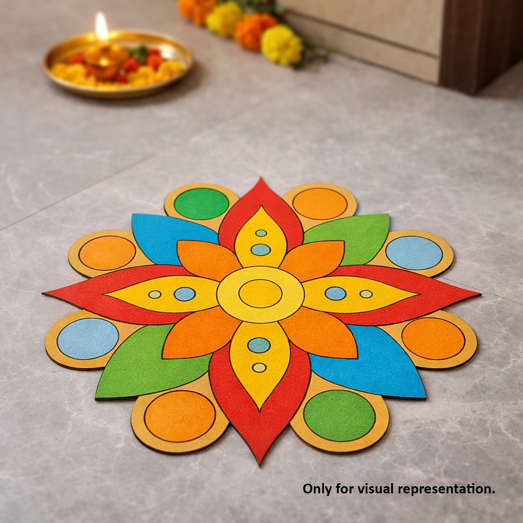 DIY MDF Lotus Rangoli Cutouts for Diwali & Pooja