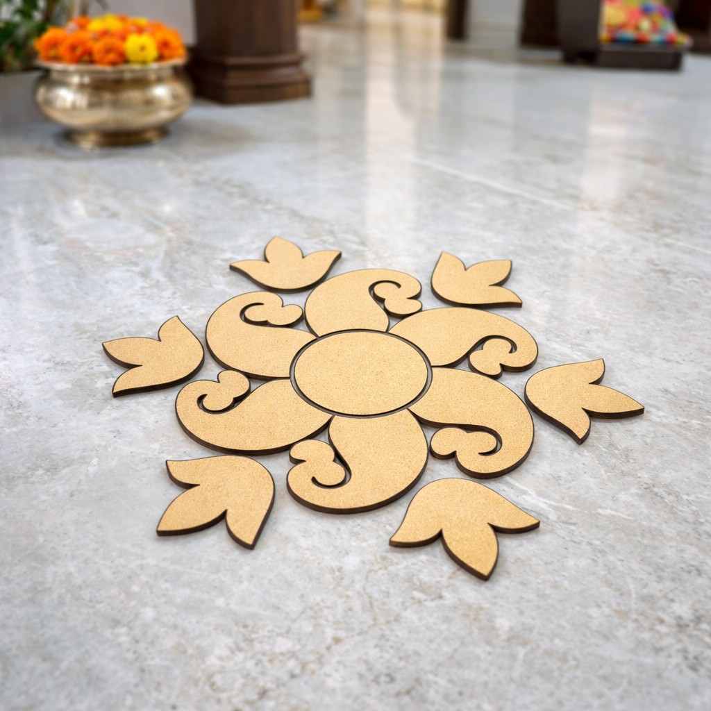 DIY MDF Swirl Floral Rangoli Cutouts for Diwali