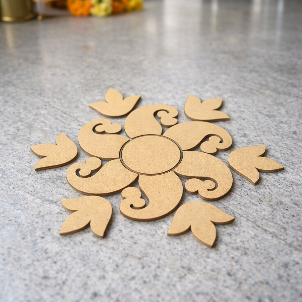 DIY MDF Swirl Floral Rangoli Cutouts for Diwali