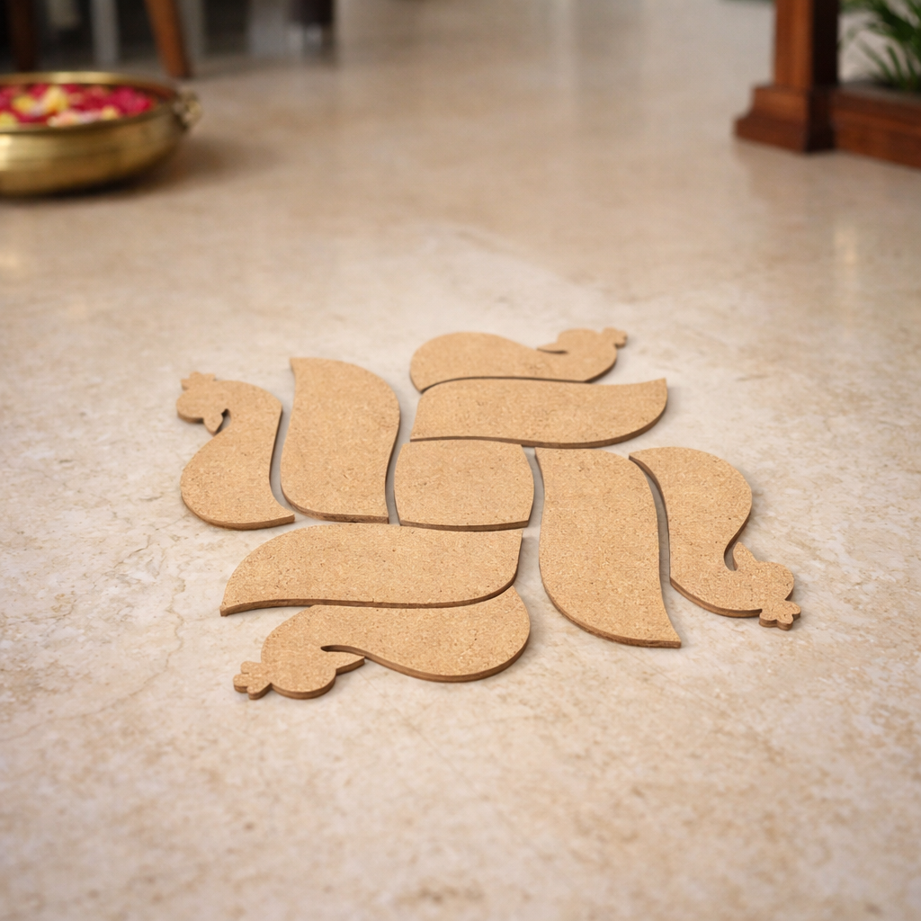 DIY MDF Swastik Rangoli Cutouts for Diwali Pooja