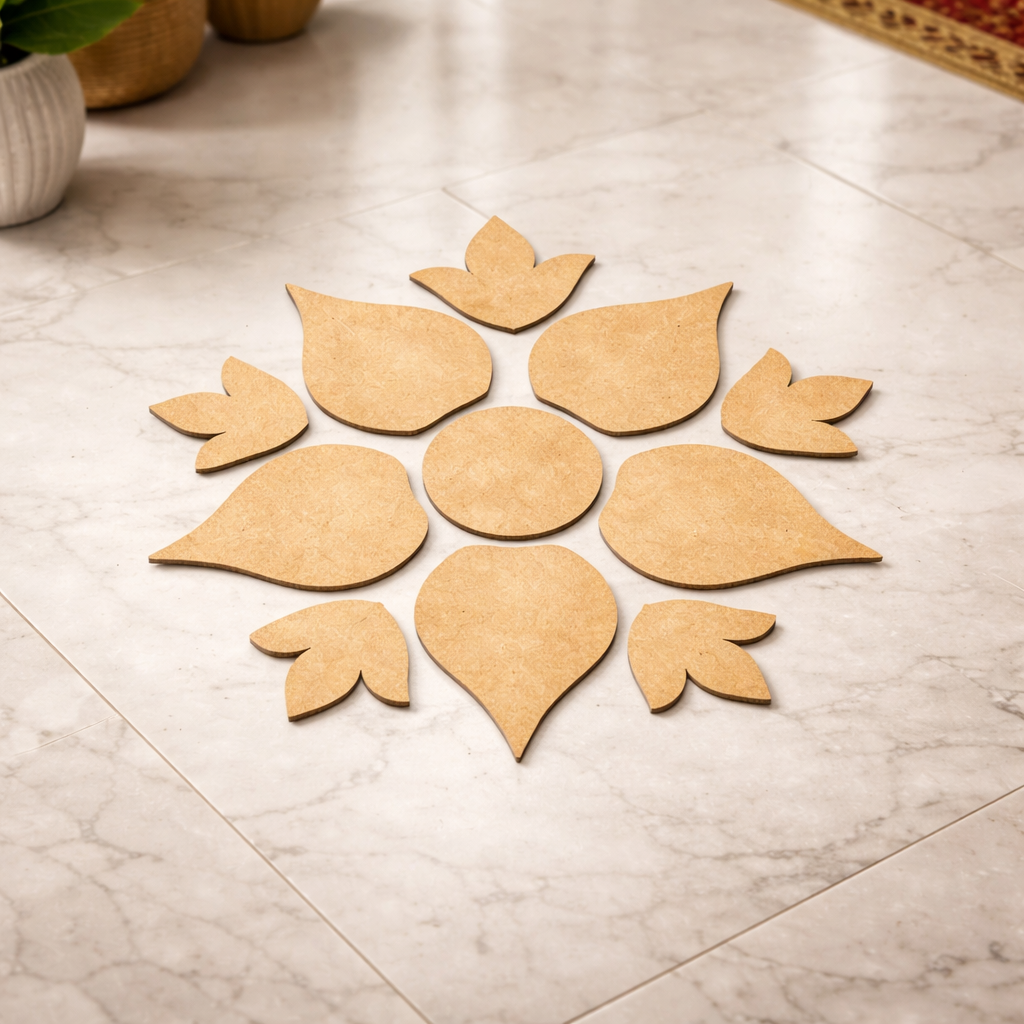 DIY MDF Floral Rangoli Cutouts for Diwali & Pooja