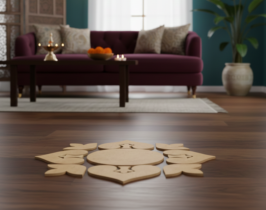 DIY MDF Heart Rangoli Cutouts for Diwali & Pooja