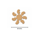 Unpainted MDF paisley rangoli cutout set with central round base and surrounding curved paisley shapes with size