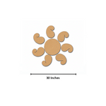 Unpainted MDF paisley rangoli cutout set with central round base and surrounding curved paisley shapes with size