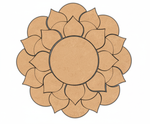 Unpainted MDF lotus mandala rangoli cutout base with layered petal design and central round circle