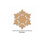 Unpainted MDF floral rangoli cutout set with round centre and surrounding petal shapes arranged in a circular pattern with size