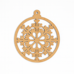 Round DIY MDF floral snowflake ornament cutout with hanging loop, paintable Christmas craft  for decoration.