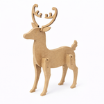 Assembled MDF reindeer figurine with antlers, standing 3D DIY craft decoration for Christmas and home décor