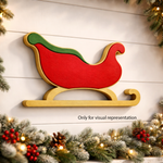 DIY MDF Santa sleigh cutout for Christmas table decor, paintable MDF craft base for festive centerpiece mounted on wall (visual representation)