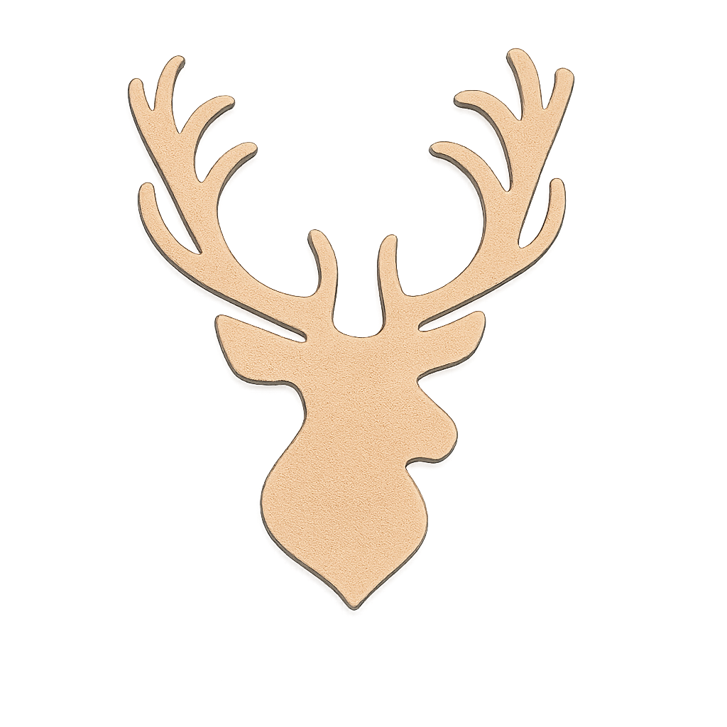 DIY MDF reindeer head cutout for Christmas wall decor, paintable MDF craft base for winter holiday decoration.