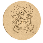 DIY MDF round Santa walking plaque cutout for Christmas art and painting.