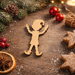 DIY MDF Christmas elf cutout blank for painting and holiday decor show on table 