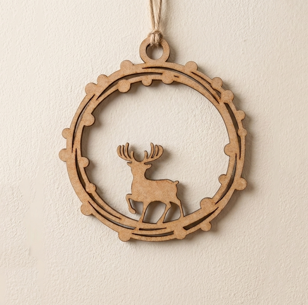 MDF DIY ornament with a deer design on a beige background