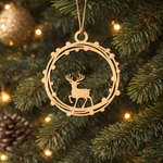 DIY MDF reindeer wreath round hanging ornament frame for Christmas tree decor.