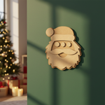 DIY layered MDF Santa face cutout for Christmas mounted on wall