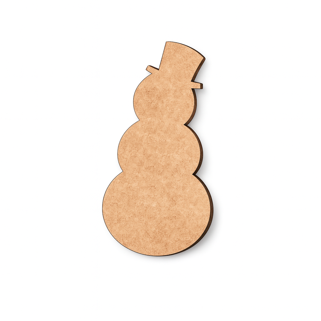 DIY MDF snowman cutout shape for Christmas craft painting and decoration.