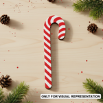 MDF candy cane cutout blank for Christmas decoration and crafts show on decoration table (visual representation).