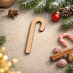 Paintable DIY MDF candy cane cutout blank for Christmas decoration and crafts show on decoration table 