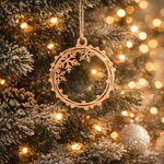 Laser-cut hanging DIY MDF snowflake ring ornament cutout with hanging loop, Christmas decoration 