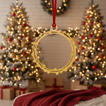 Laser-cut hanging DIY MDF snowflake ring ornament cutout with hanging loop, Christmas decoration 