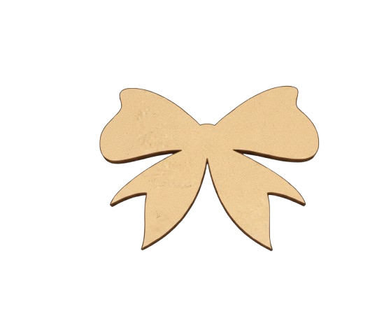 Plain DIY MDF bow cutout blank for painting, Christmas craft decoration and gift topper.