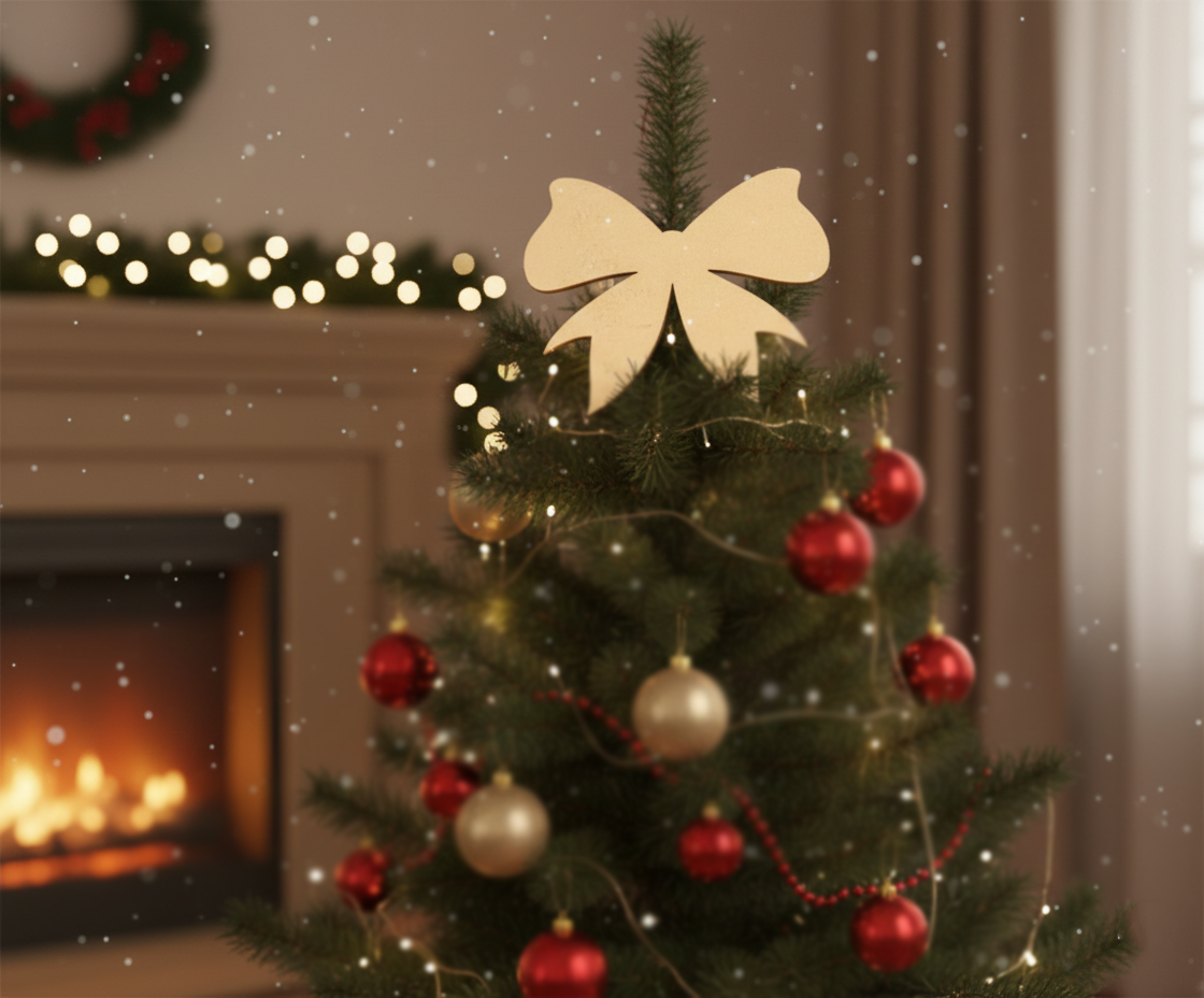 Plain DIY MDF bow cutout blank for painting, Christmas craft decoration show on Christmas tree