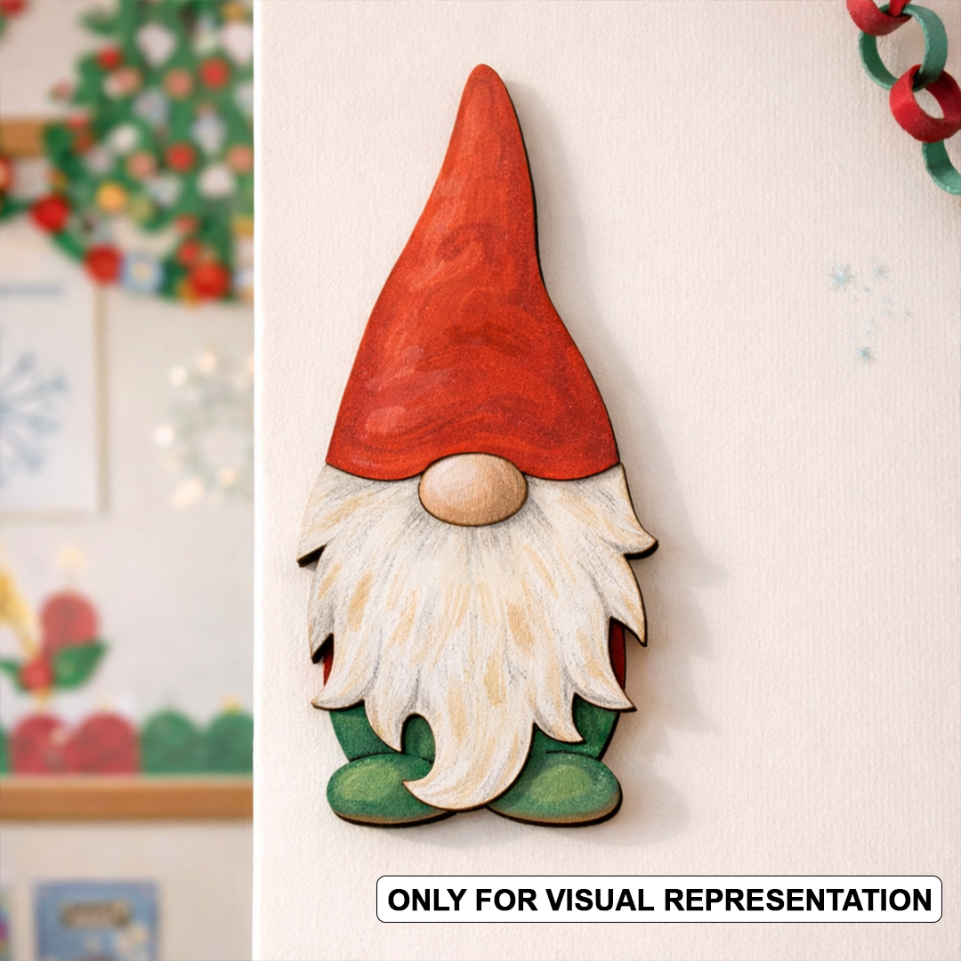  MDF Christmas gnome cutout for painting and decoration(visual representation).