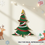  DIY MDF Christmas tree cutout in colour mount on decorated wall (visual representation).
