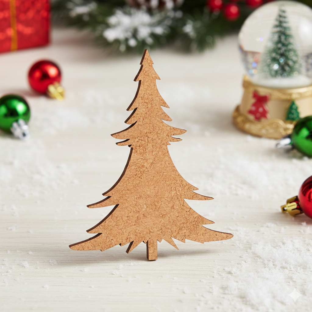  DIY MDF Christmas tree cutout for painting ,standing on  decoration table 