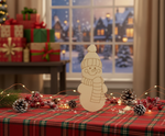DIY MDF snowman cutout blank with cap and scarf outline, Christmas craft base for painting show on  decoration table 