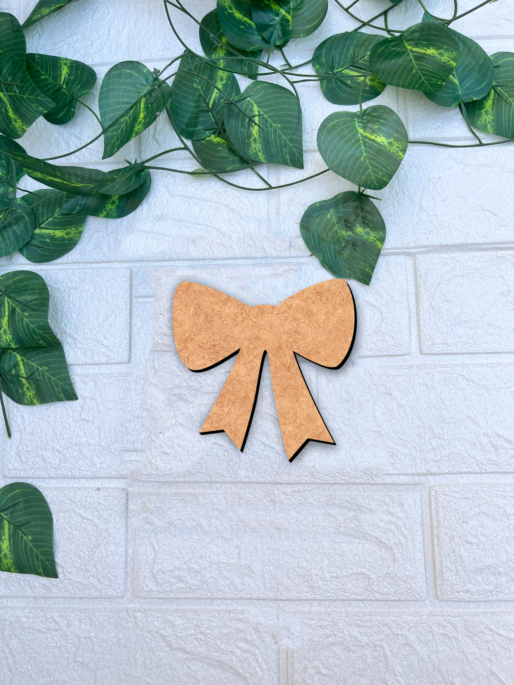 Blank DIY MDF ribbon bow cutout for painting, Christmas gift topper mount on wall