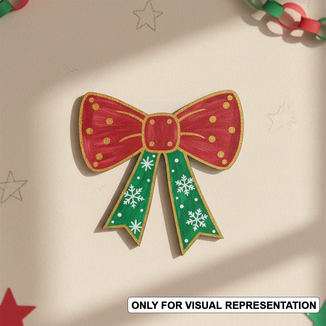  MDF ribbon bow cutout for painting, Christmas gift topper mount on wall