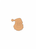 Blank DIY MDF Santa face cutout with hat and beard outline for painting, Christmas craft decoration.
