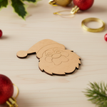 Blank DIY MDF Santa face cutout with hat and beard outline for painting show on table 