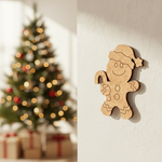 DIY MDF gingerbread Santa cutout with candy cane and hat, paintable Christmas craft for decoration mount on wall
