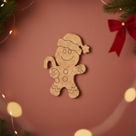 DIY MDF gingerbread Santa cutout with candy cane and hat, paintable Christmas craft for decoration mount on decorated wall
