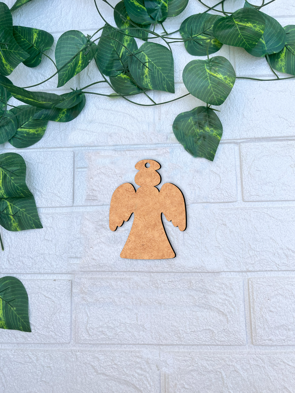 DIY MDF angel Christmas ornament cutout with halo and wings for painting and craft decoration mount on wall