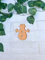 DIY MDF snowman ornament cutout with star cut design for Christmas decoration and craft activities mounted on wall