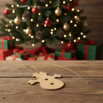 DIY MDF snowman ornament cutout with star cut design for Christmas decoration and craft activities show on table 