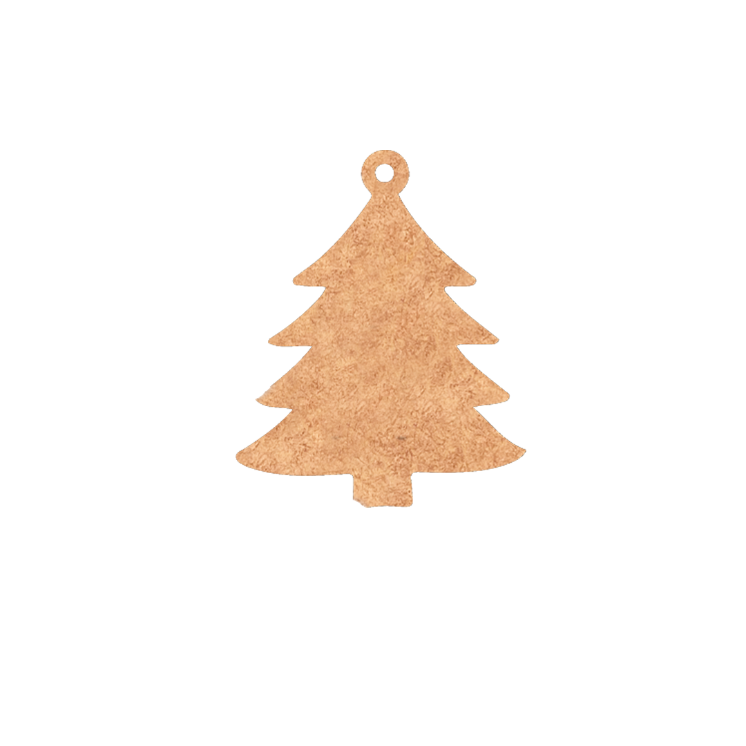 Plain MDF Christmas tree ornament cutout for DIY painting, crafting, and festive decoration