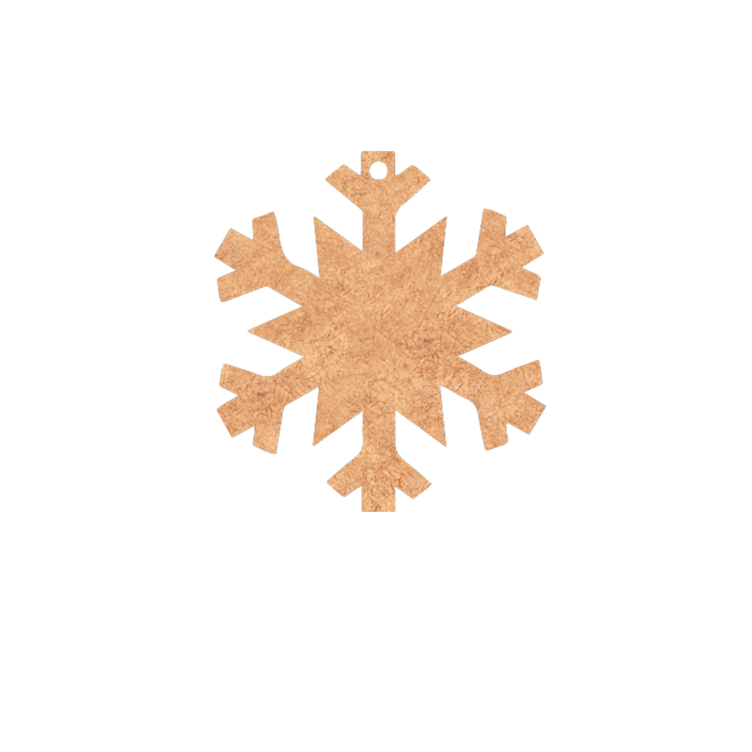 MDF snowflake ornament cutout for DIY Christmas crafts, painting, and winter décor projects.
