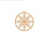 MDF round Christmas ornament with intricate snowflake cutout design for DIY craft and holiday decoration.