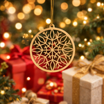 MDF round hanging ornament with classic snowflake cutout for DIY painting, winter crafts, and Christmas décor
