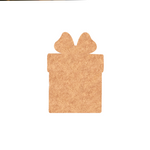 DIY MDF gift box cutout with bow shape, paintable Christmas craft base for decoration and personalization.