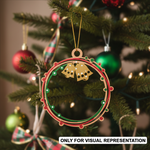 Laser-cut DIY MDF coloured bell ring ornament hanging cutout with hanging loop, Christmas craft hangng on Christmas tree