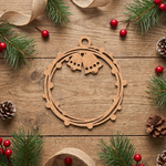 Laser-cut DIY MDF bell ring ornament hanging cutout with hanging loop, Christmas craft show on table 