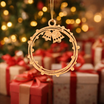 Laser-cut DIY MDF bell ring ornament hanging cutout with hanging loop, Christmas craft