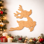 DIY MDF reindeer cutout for Christmas craft mounted on decorative wall